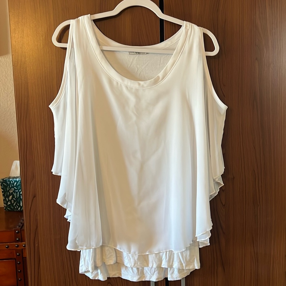 White sleeveless chiffon with undershirt